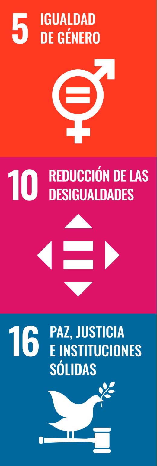 Logos de los ods 5, 10 y 16