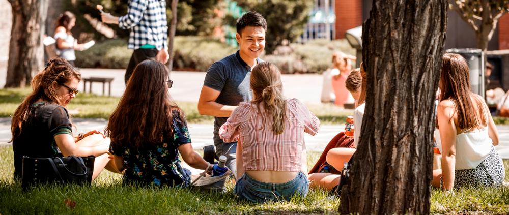 Students on the university campus