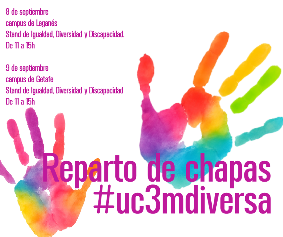 Imagen de dos manos de colores con el texto: Reparto de chapas