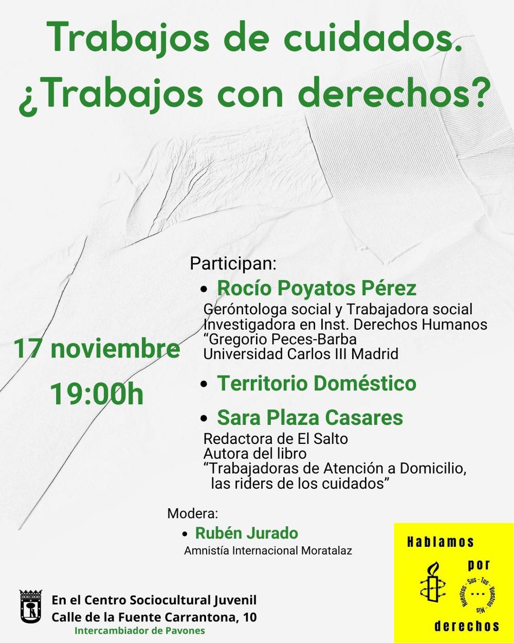 Cartel Charla Trabajos de cuidados