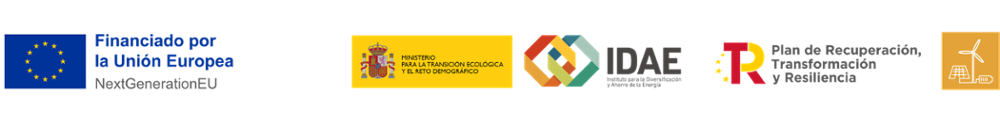 El emblema de la Unión Europea, así como una referencia a dicha organización • Una declaración de financiación adecuada que indique “Financiado por la Unión Europea – Next GenerationEU” • Mención al Plan de Recuperación, Transformación y Resiliencia • El Logo del Ministerio para la Transición Ecológica y el Reto Demográfico • El Logo del IDAE • El logo de la línea de ayuda
