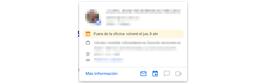 Tarjeta con la presencia fuera de oficina