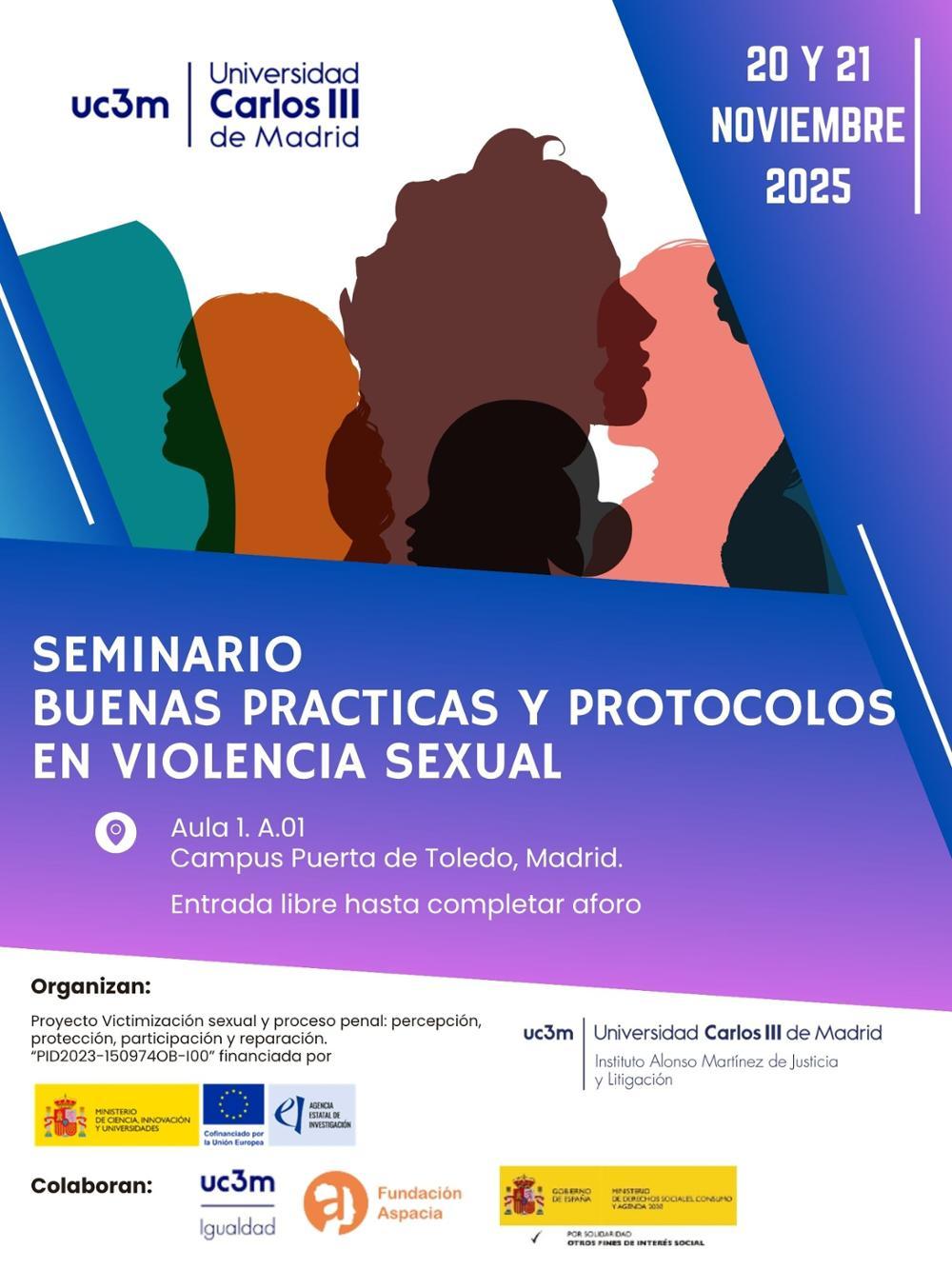 Cartel Seminario Buenas prácticas y protocolos en violencia sexual