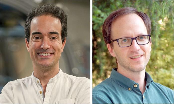 Mario Merino, investigador responsable del proyecto en el Departamento de Ingeniería Aeroespacial de la UC3M y Jan Leonard Stuhler, del Departamento de Economía de la UC3M