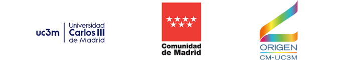 Logotipos de la Universidad Carlos III de Madrid, la Comunidad de Madrid y proyecto Orígen