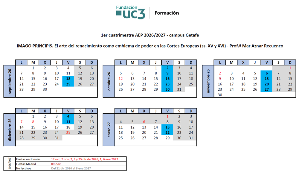 Viernes, del 18 de septiembre al 22 de enero de 2027