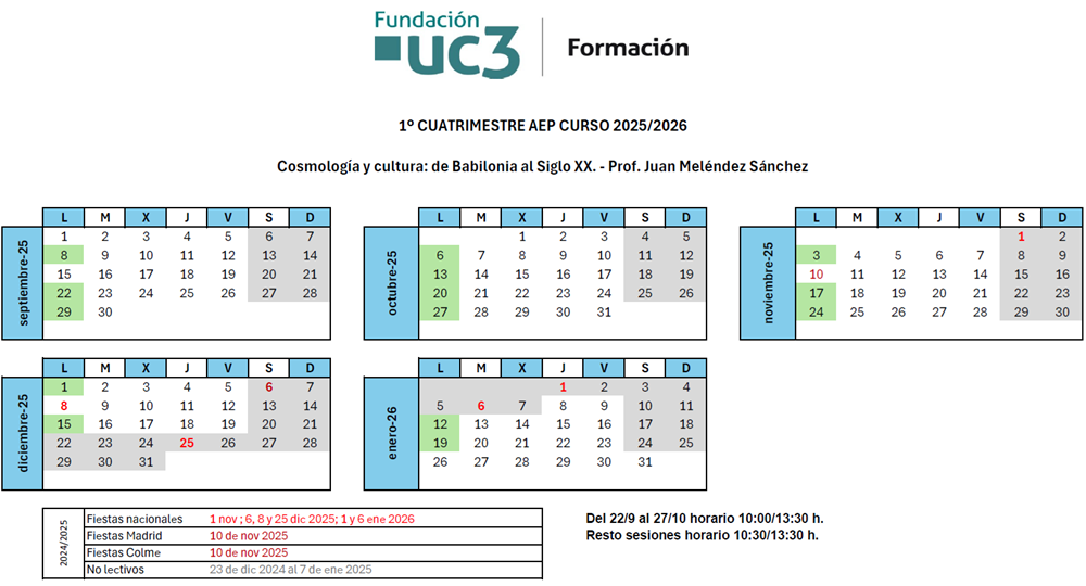 Lunes, del 8 septiembre 2025 al 19 enero 2026